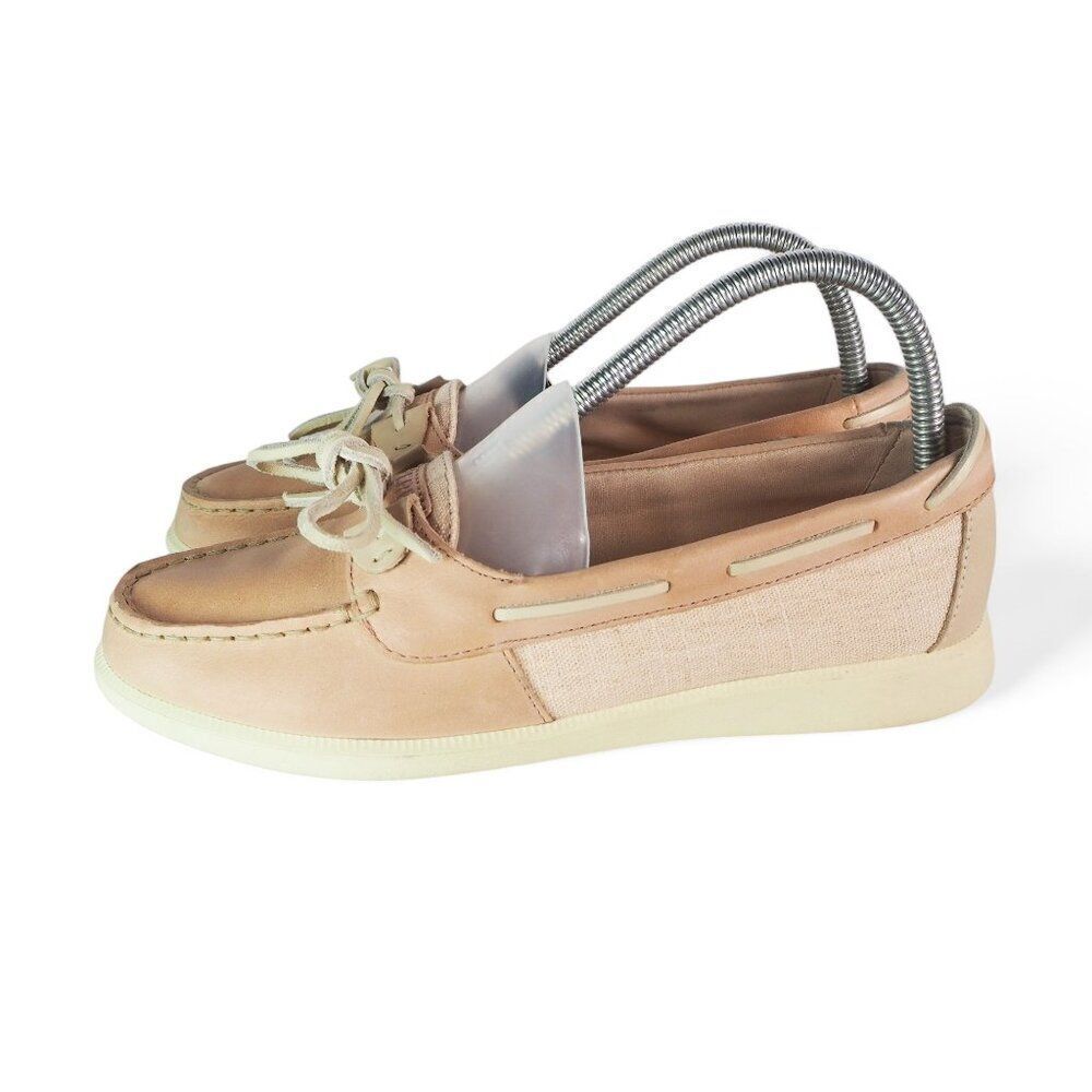 Sperry Top-Sider Oasis Leather / Canvas Boat Shoes "Blush Pink" STS82912 Women's - Picture 2 of 11